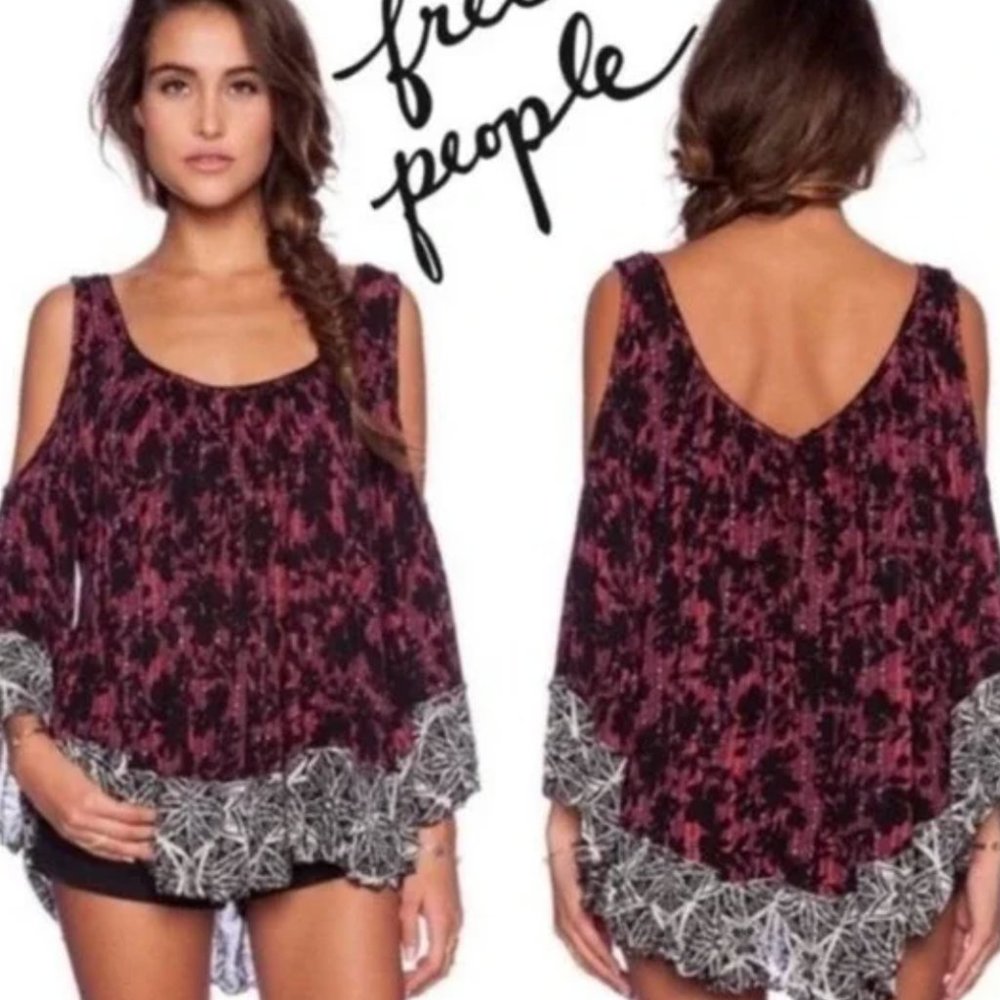 Free People Cold Shoulder Floral top sz XS